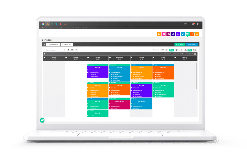 Volunteer Management Software on a laptop