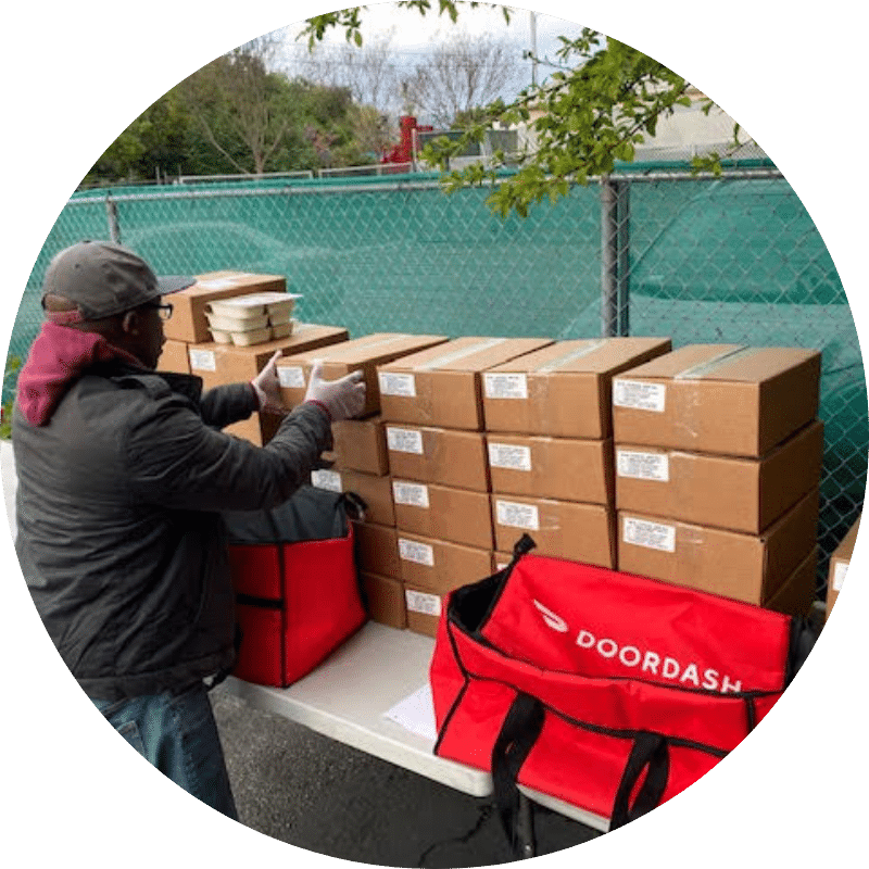 DoorDash Driver preparing order for On-Demand Delivery
